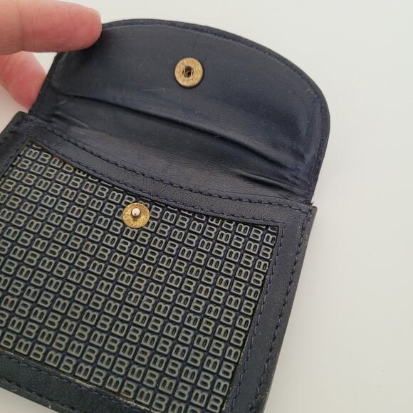 Bally Vintage Coin Key Holder Wallet Leather Mini Navy Blue Bifold Small Logo - Picture 5 of 9